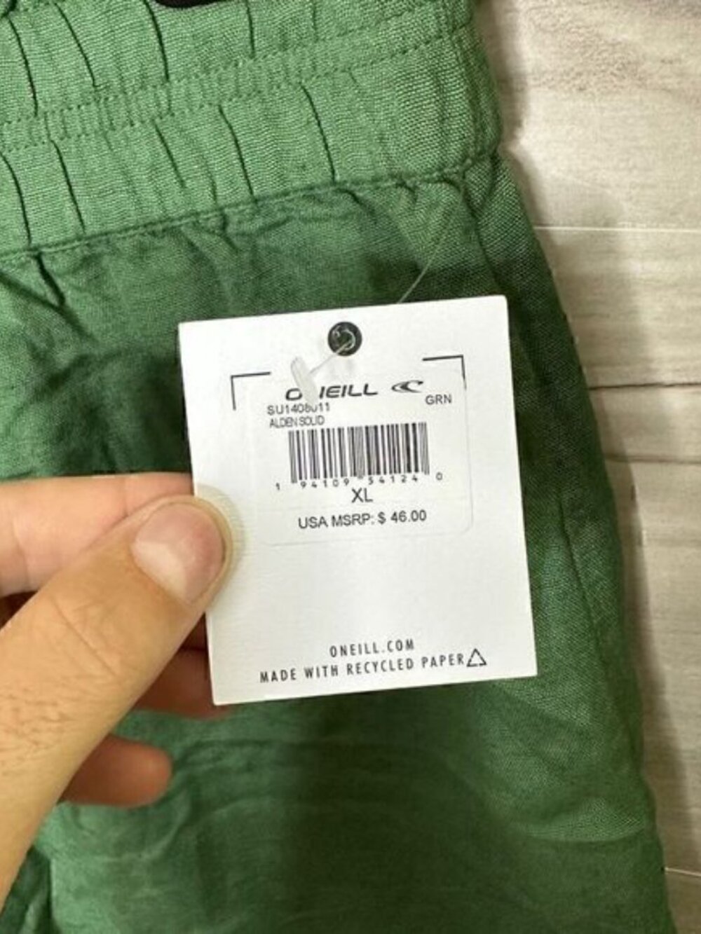 O'Neill Womens Green Lightweight Alden Solid Linen Stretch Shorts - Picture 4 of 7